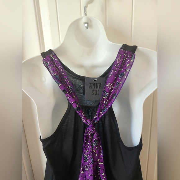 Anna Sui Sleeveless Shirt Dress w/ Silk Sash | Sz Medium | NWT - Picture 5 of 7